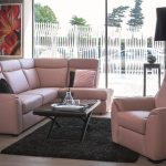 pink corner sofa with armchair