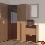 armoire d'angle dans le couloir beige et marron