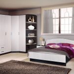 corner wardrobe with wide bed