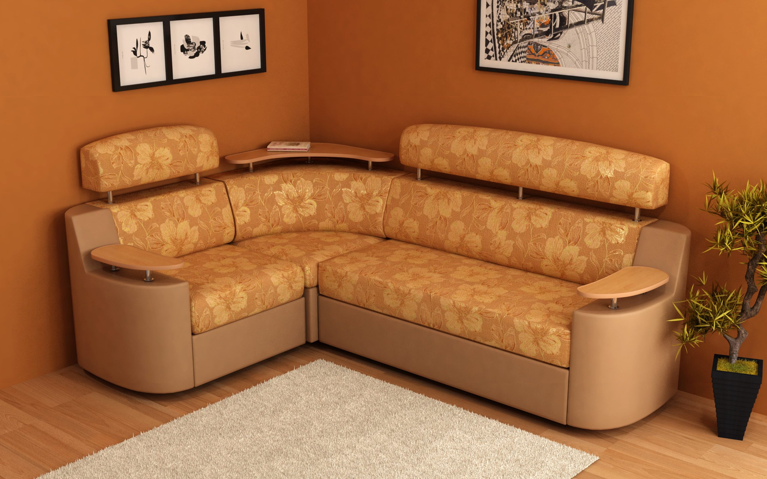 The corner sofa is designed