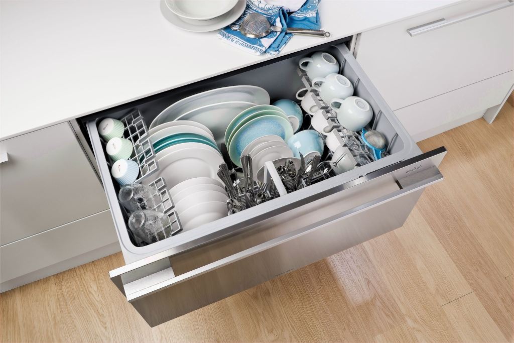 installation of a modern dishwasher