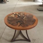 unusual table with saw cut