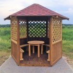 small round table in the gazebo