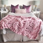 large pink knitted bedspread