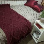 burgundy knitted bedspread