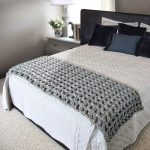 gray small knitted bedspread