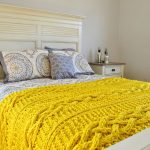 yellow knitted bedspread