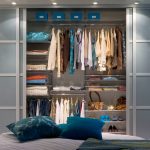 built-in wardrobe with stretch ceiling decor photo