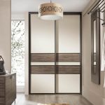 built-in wardrobe with stretch ceiling interior photo