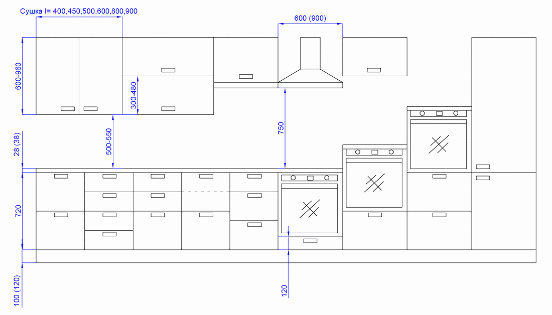 height of cabinets in the kitchen