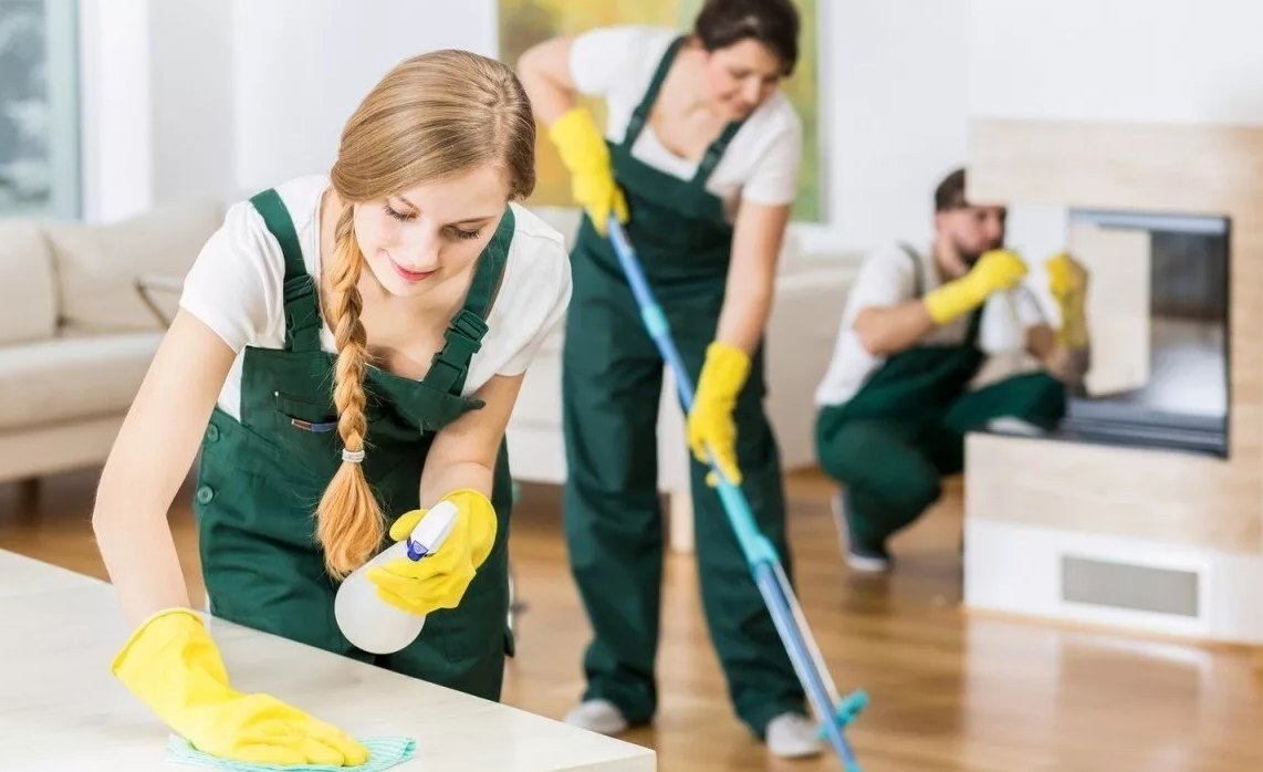 cleaning the kitchen