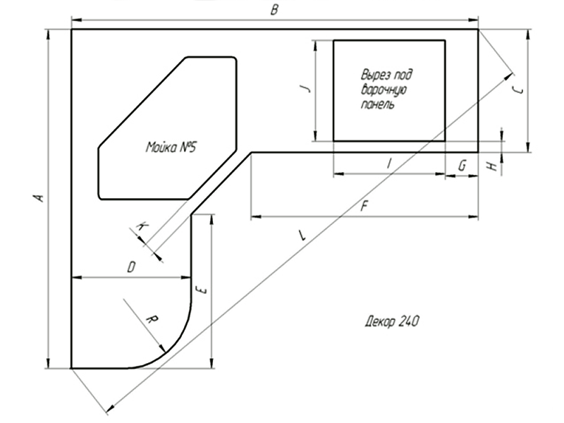 wood worktop drawing