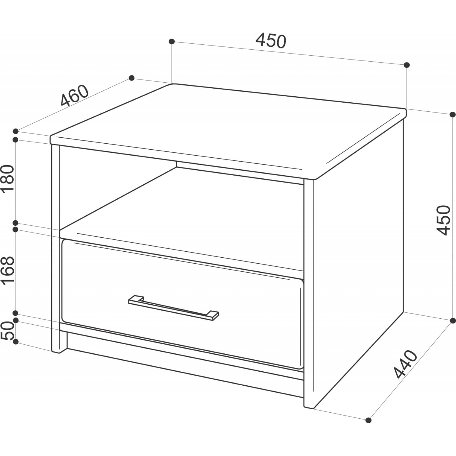 drawing of the bedside table