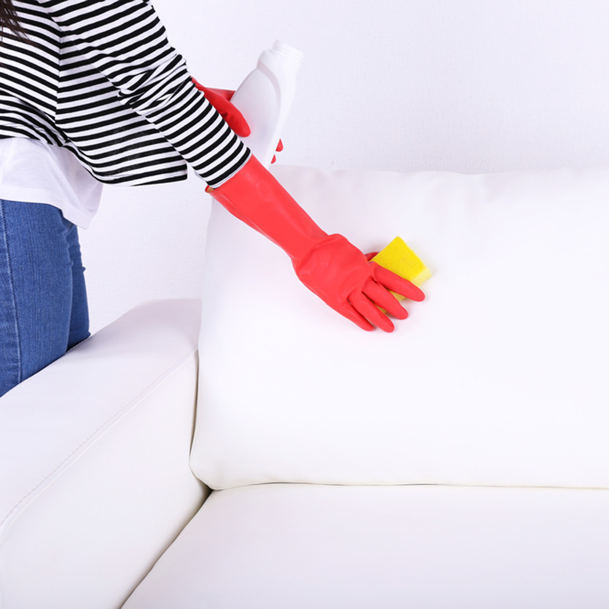 cleaning white leather sofa