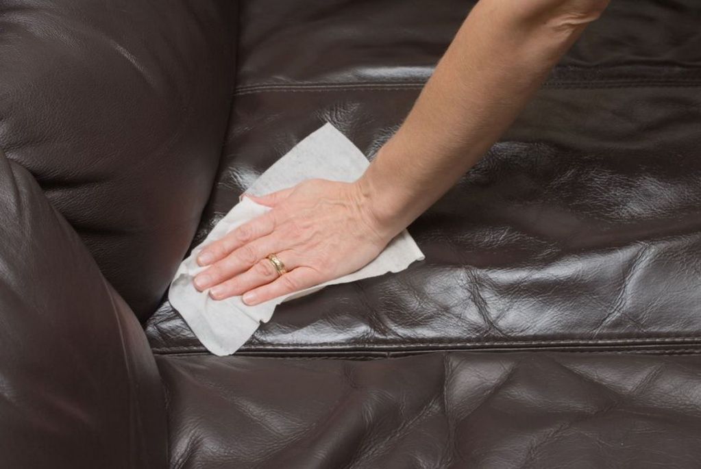 cleaning a sofa made of eco-leather