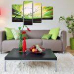 photo wallpaper over the sofa