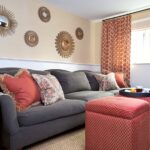 round decorations above the sofa