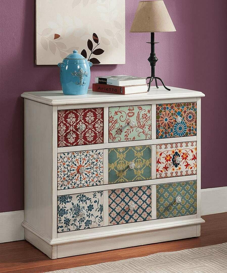 decoupage cabinet with fabrics