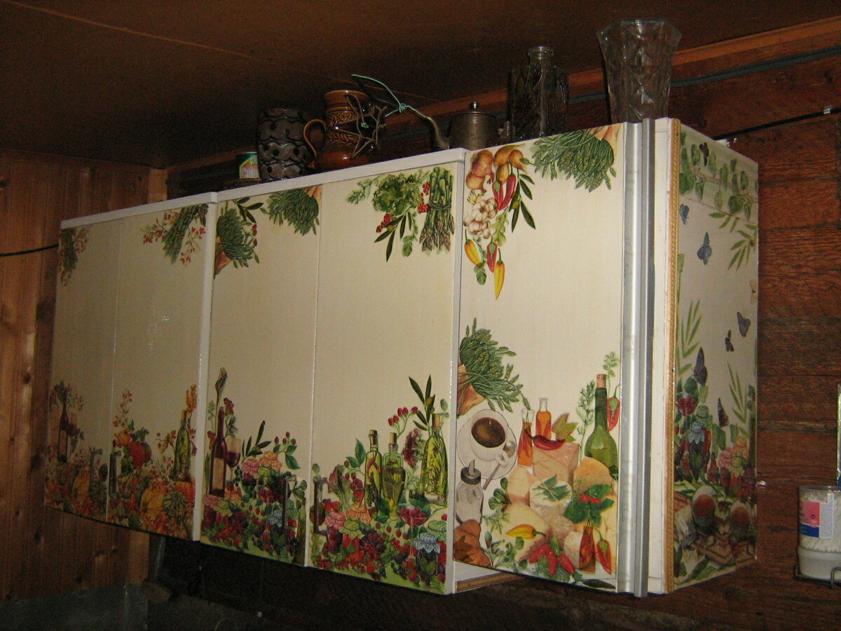 decoupage kitchen cabinet