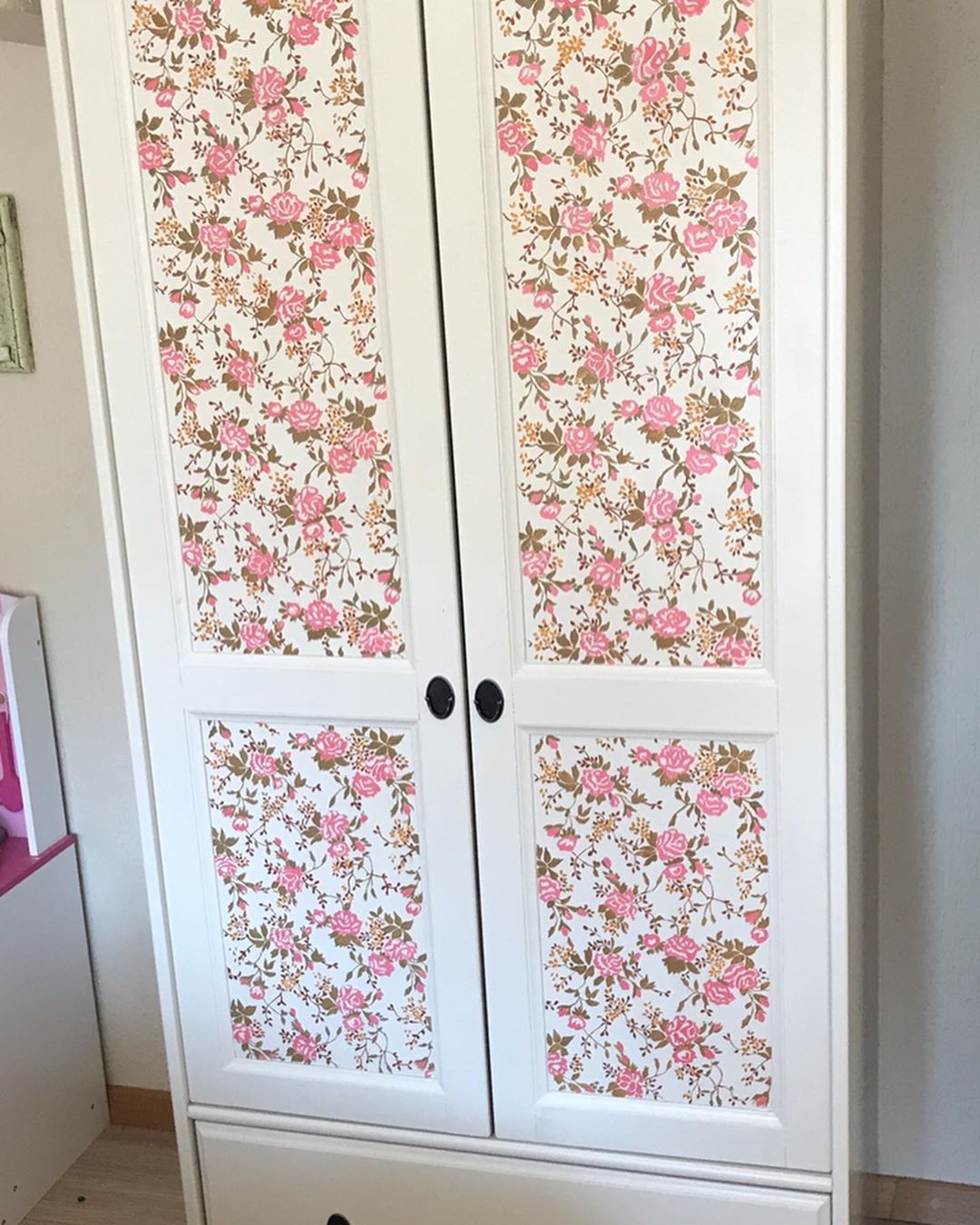 wallpapering the cabinet