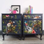 decoupage cabinet with birds