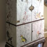 decoupage cabinet white with birds