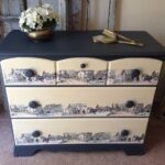 decoupage cabinet black and white