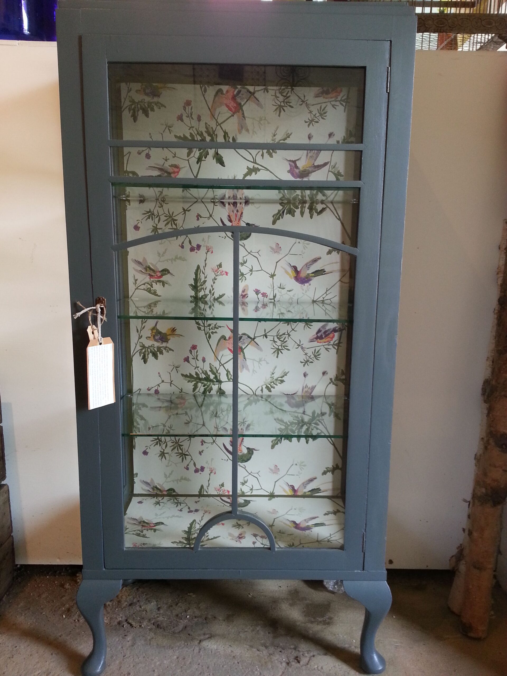 reverse decoupage cabinet