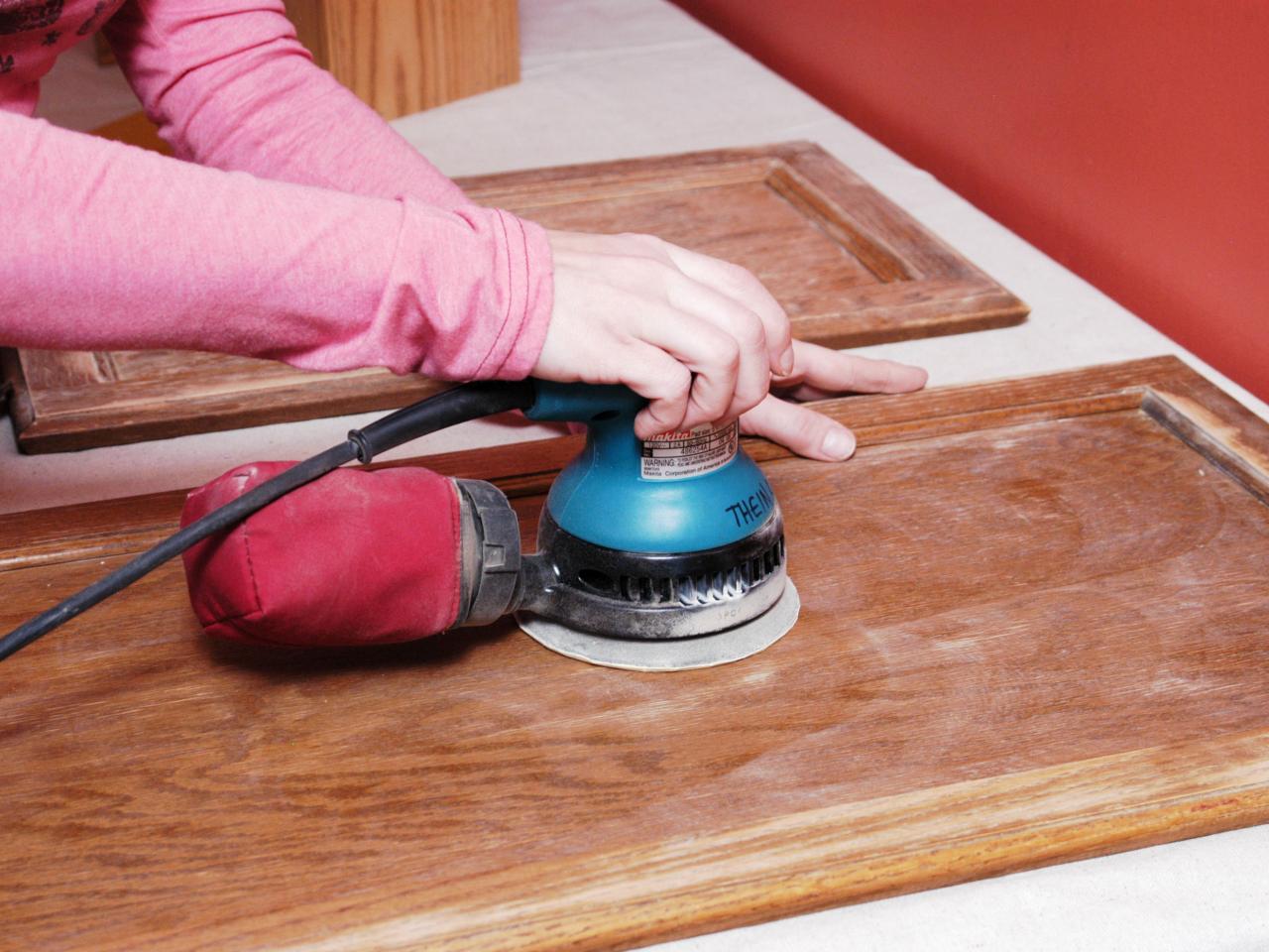 grinding cabinet surface