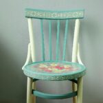 decoupage chair blue with flowers