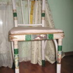 decoupage chair green squares