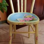 decoupage chair blue with roses