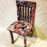 decoupage chair multicolored