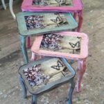 decoupage chair stools with bow tie