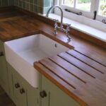 wooden countertop for kitchen interior photo