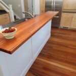 wooden countertop for kitchen interior photo