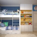 bunk bed blue and white