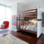 bunk bed with hanging chair