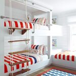 bunk bed with red stripe