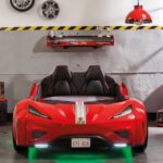 baby car bed red with green