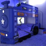 baby car bed blue steam locomotive