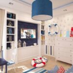 lampe bleue de meubles marins d'enfants