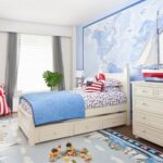 couvre-lit bleu de meubles marins pour enfants