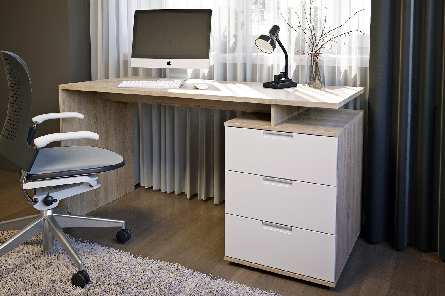 computer desk with drawers