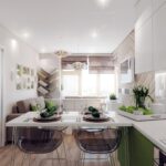 kitchen 12 m with sofa green