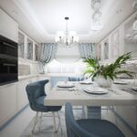 kitchen 12 m with blue chairs