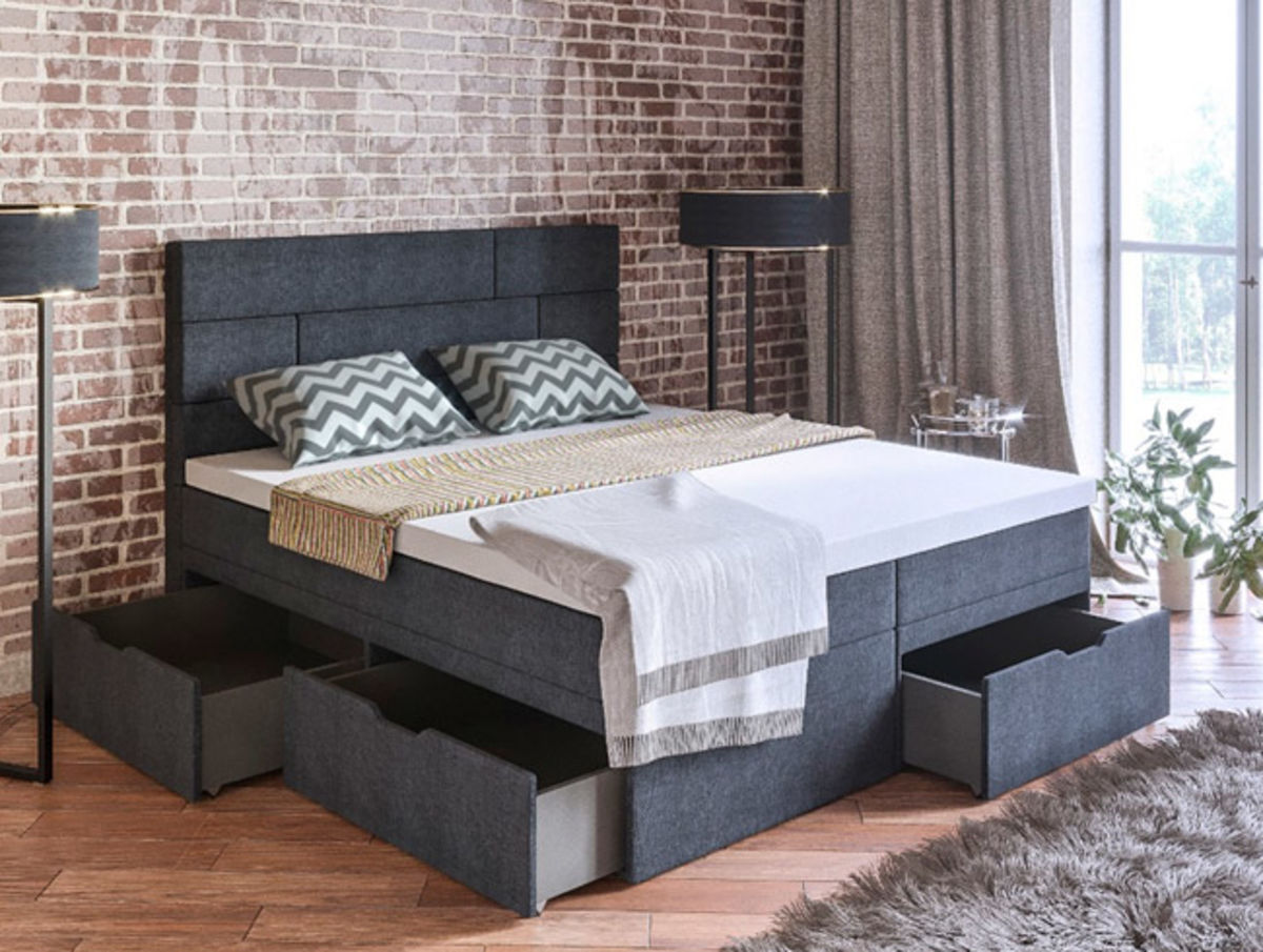 Bed with built-in drawers