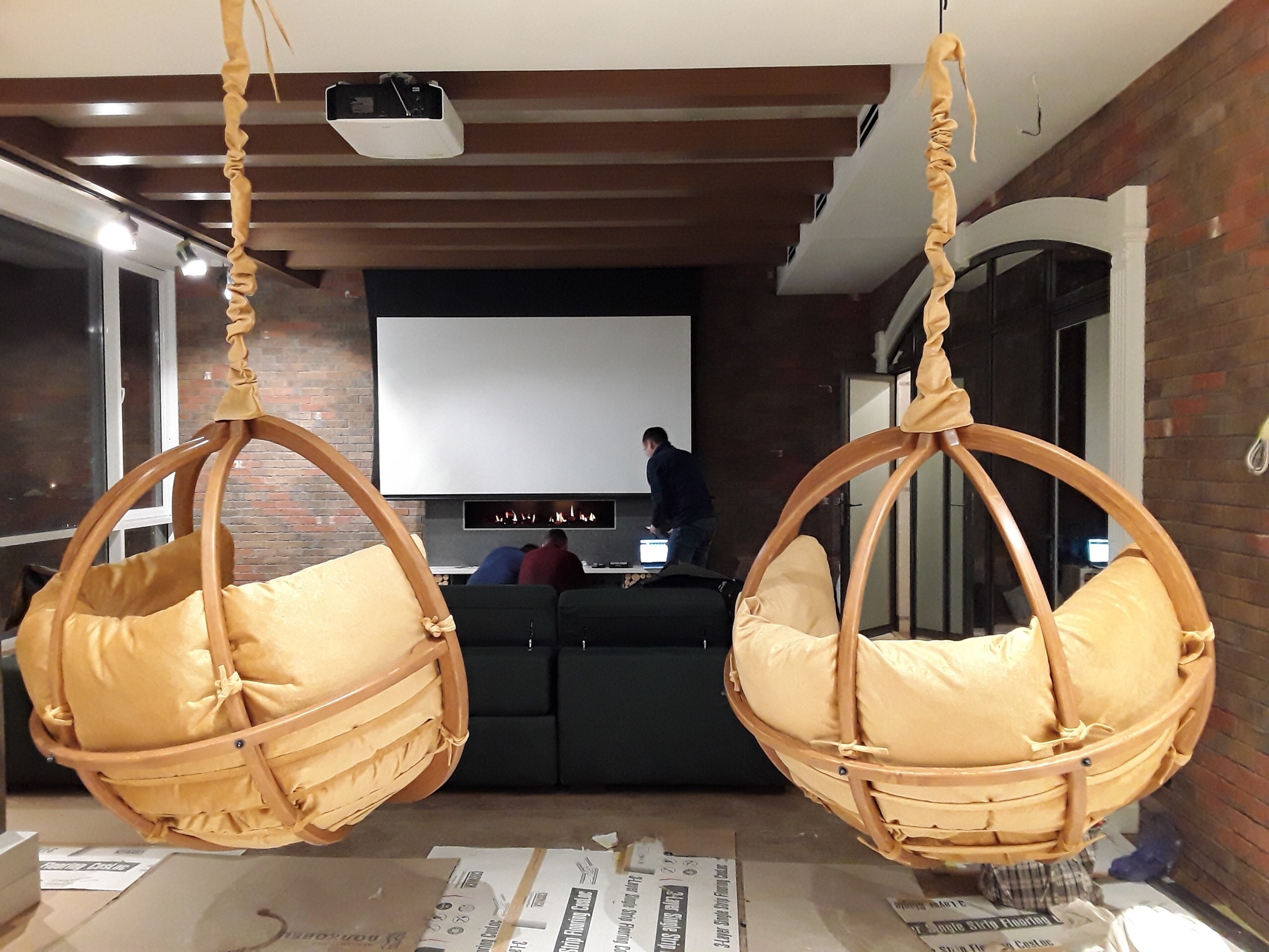 hanging chairs made of wood