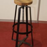 stool made of wood with metal