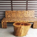 sofa and table made of wood